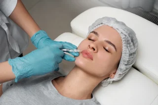 Lip fillers in Abu Dhabi being administered by a certified dermatologist, safe, precise injections for natural volume and definition in a sterile medical setting.